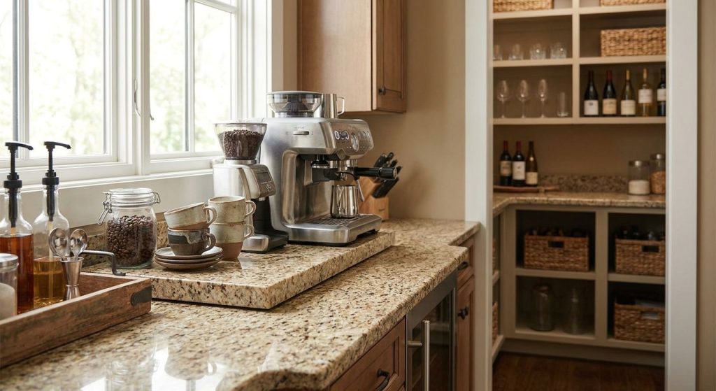 Granite countertops for coffee bars and butler's pantries