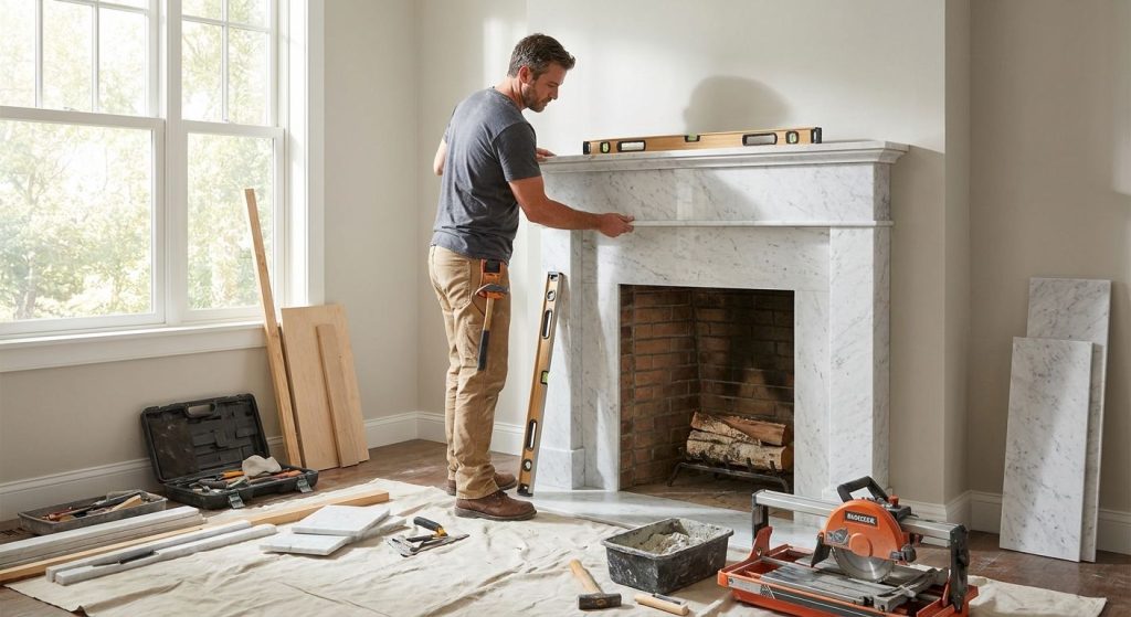 How to install a marble fireplace surround