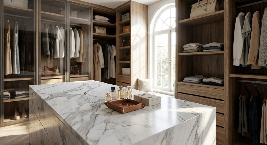 Marble countertops for walk-in closets