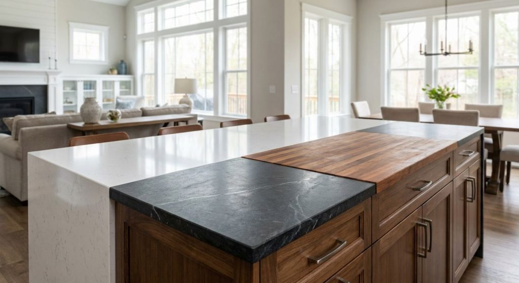 Best countertop material for open-concept kitchens