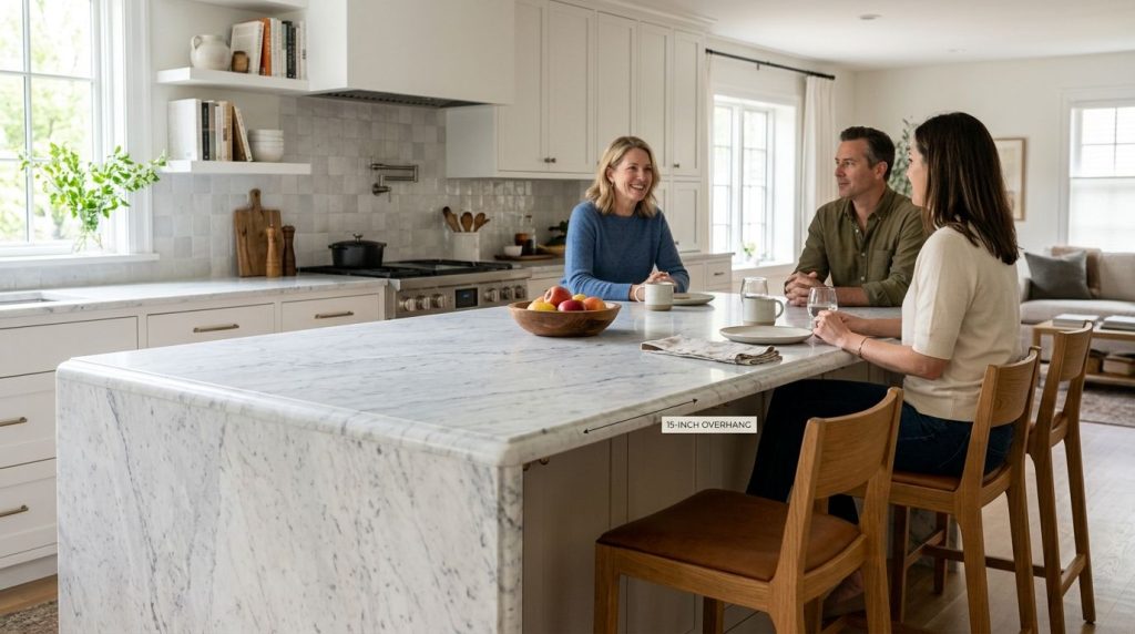 Best countertop overhang styles for island seating