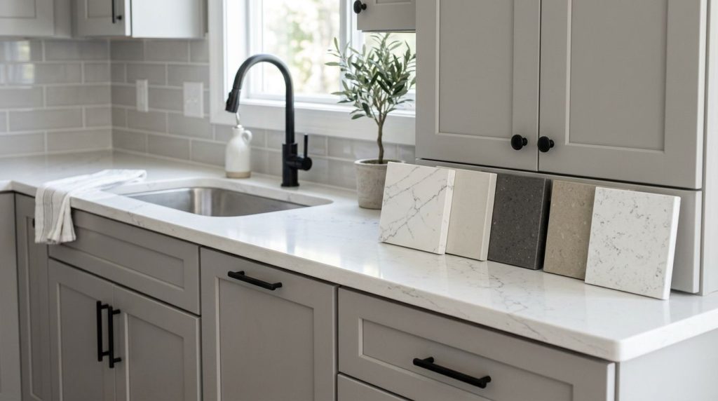 Best quartz colors for gray kitchen cabinets