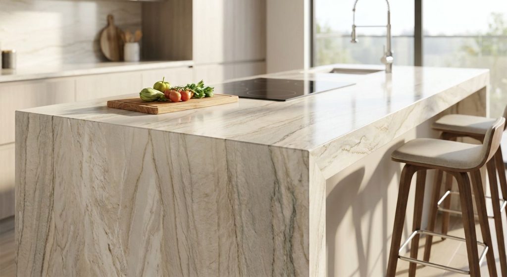 Best quartzite slabs for waterfall edge islands
