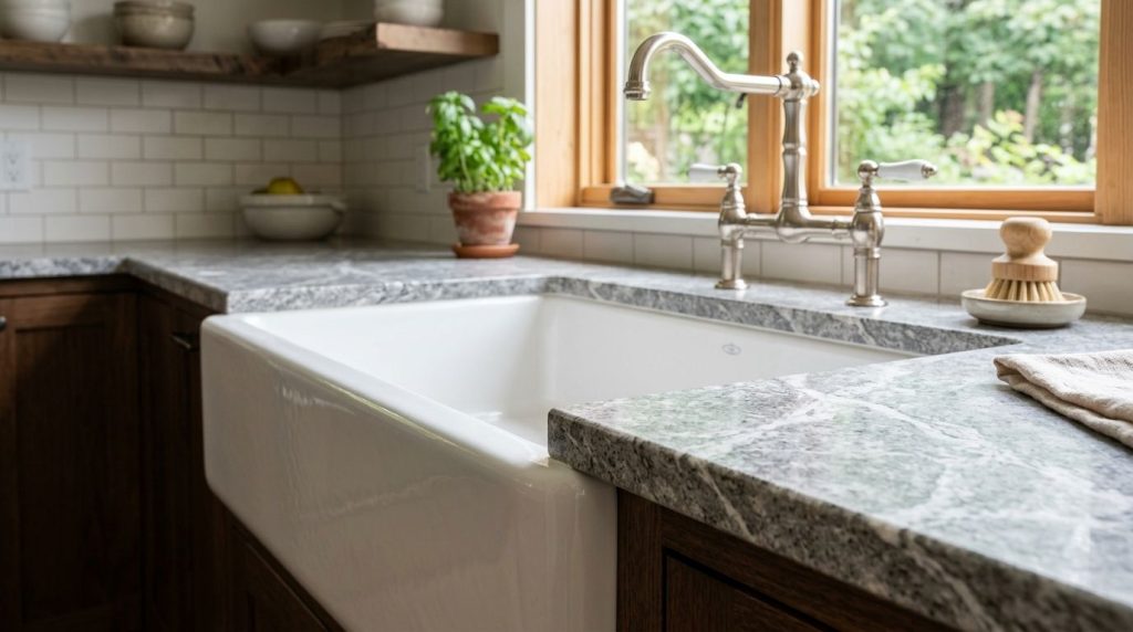 How to choose a farmhouse sink cutout for stone countertops