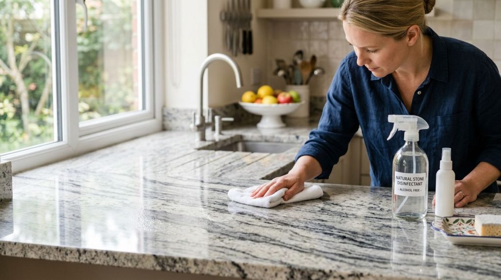 How to disinfect natural stone countertops safely
