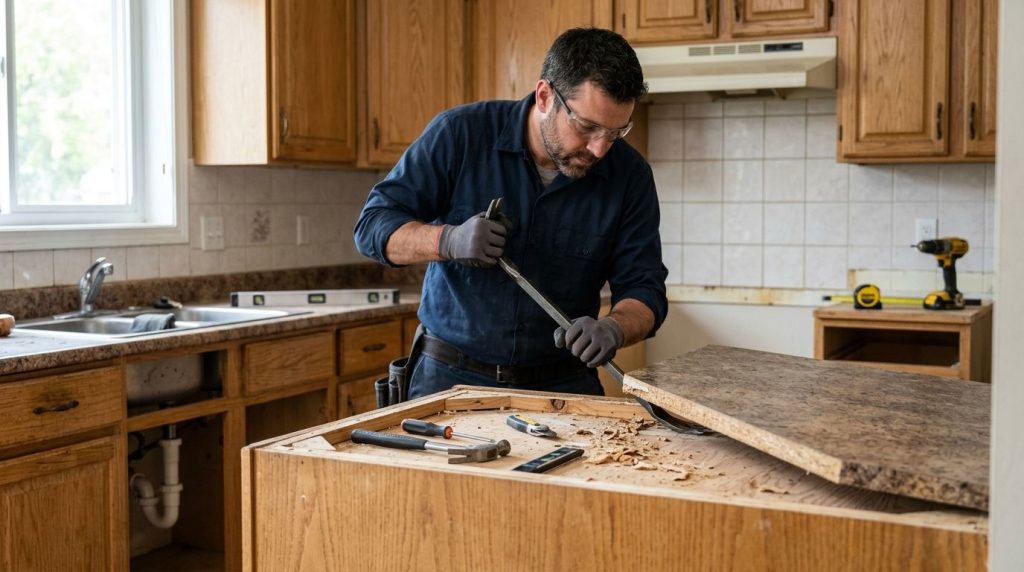 How to remove old countertops before installation