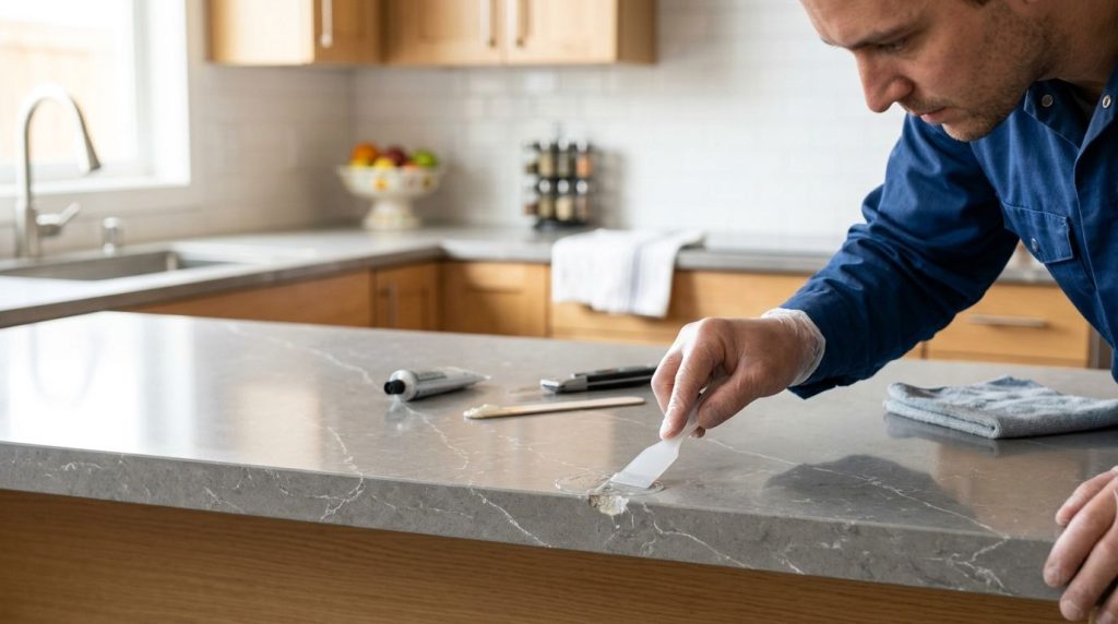How to repair a chip in a quartz countertop