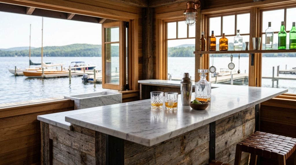 Marble countertops for boat house bars