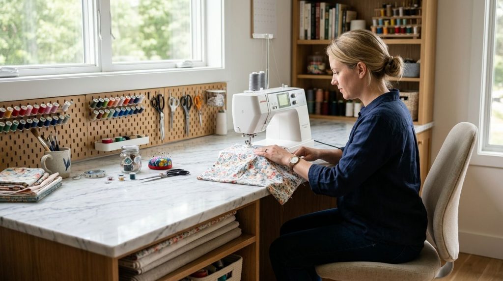Marble countertops for sewing rooms