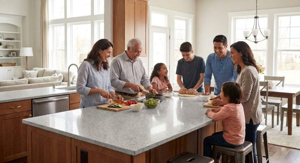 Quartz countertops for multigenerational homes